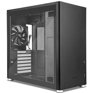YEYIAN Hussar Plus Mid Tower Gaming PC-behuizing compatibel met ATX, Micro ATX, Mini ITX moederbord | Zijpaneel van transparant gehard glas | Inclusief 120 mm achterventilator