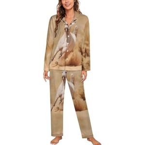 Arabische Paard Ras Running Lange Mouw Pyjama Sets Voor Vrouwen Klassieke Nachtkleding Nachtkleding Zachte Pjs Lounge Sets