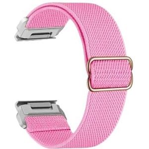 20 22 26 mm elastisch geweven nylon lusband geschikt for Garmin Fenix ​​7X 6X 5X 7S 6S 5S Pro 7 6 5 Plus 3HR 945 Epix Gen 2 Enduro horlogeband (Color : Pink-Silver, Size : 20mm Fenix 7s 6S 5S)