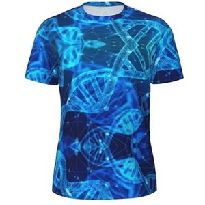 DNA Chain Photo Print Heren Sport T-shirt Ademend Cool Dry Mesh Base Layer Tops Korte Mouw Running Top Gym Shirt, Zwart, S