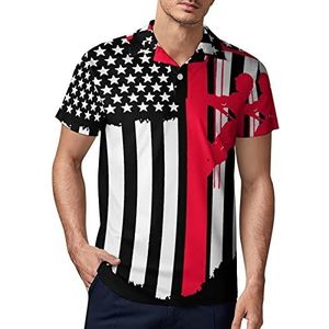 Lineman US Red Line Flag heren golf poloshirt zomer korte mouw T-shirt casual sneldrogende T-shirts S