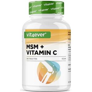 MSM 2000mg - 365 tabletten - Met natuurlijke vitamine C uit acerola - Zonder toevoegingen - 6 maanden voorraad - Hoog gedoseerd - Veganistisch
