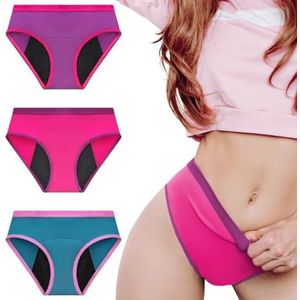 3x Menstruatie Ondergoed voor Tienermeisjes, Bamboevezel | Honingraatabsorptie, Ademend, Antibacterieel | Milieuvriendelijk Herbruikbaar | Tieners, Adolescenten | Zware & Lichte vloed