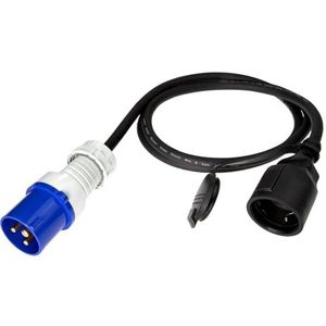 feletec CEE-adapter CEE-stekker naar Schuko koppeling, 1,5 m camping stroomkabel, IP44 camping verlengkabel, H07RN-F 3G2,5 campingstekker adapter 16 A