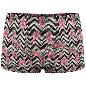 Tropische Roze Flamingo En Rose Bloem Heren Boxer Slips Sexy Shorts Mesh Boxers Ondergoed Ademend Onderbroek Thong