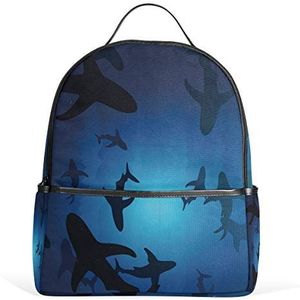 Kleurrijke kat visgraat rugzak blauw school boekentas reistas