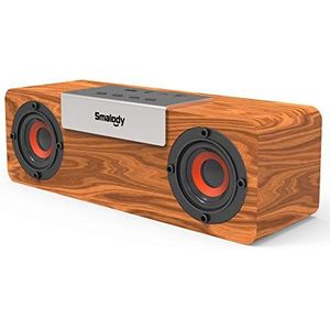 Smalody Houten Bluetooth-luidspreker Soundbox Draadloze draagbare draadloze luidspreker Stereo Mini Outdoor Desk Woonkamer Luidspreker met FM-radio, USB en TF-kaartsleuf