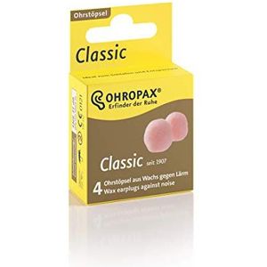 OHROPAX Classic oordopjes ter bescherming tegen lawaai, wax-oordopjes om te ontspannen en te slapen en als bescherming tegen vocht en wind - 3 x 4 stuks