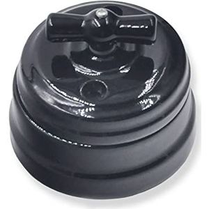 Woonverbetering keramische knop schakelaar wandlamp elektrische schakelaar EU-stekker 110-250 V 1 stuks (kleur: zwarte schakelaar)