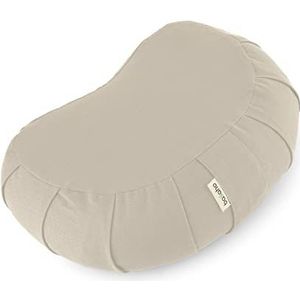 basaho CRESCENT Zafu Meditatiekussen | Biologisch Katoen (OCS Gecertificeerd) | Boekweitdoppen | Afneembare Wasbare Hoes (Naturel)
