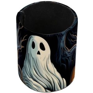 Halloween Spectre Triest Staand Etui, Leuke Ronde Pennenhouder Pouch Potlood Tas Make-up Borstel Dozen voor Schoolstudenten Kantoor Vrouwen Tieners Meisjes Jongens