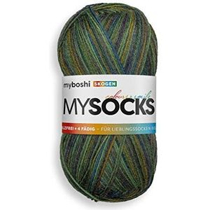 myboshi mysocks, 4-draads sokkenwol, duurzaam garen van scheerwol, Ökotex-gecertificeerd, viltvrij, 100 g, Ll 420 m, groen (kogen) 1 kluwen