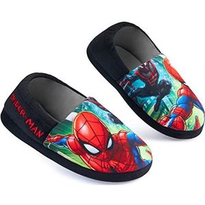 Marvel Spiderman Jongens Pantoffels, Avengers Slippers voor jongens, Zwart/Rood, 10 UK