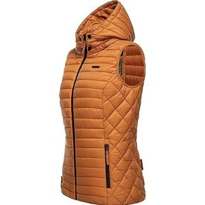 MARIKOO Overgangsjas voor dames, licht gewatteerd vest met afneembare capuchon, hazenpoot XS-3XL, Rusty Cinnamon, L