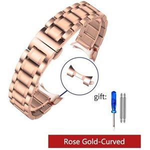 EDVENA 14/16/17/18/22/24 mm gebogen uiteinde roestvrijstalen horlogeband compatibel met Tissot 1853 T035 horlogeband dames heren band armband (Color : Rose Gold-Curved, Size : 16mm)
