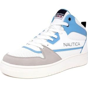 Nautica Bootschoen met veters voor heren, casual loafer met twee oogjes, modieuze sneaker - kombuis, Wit Lichtblauwe Clifftop, 39 EU
