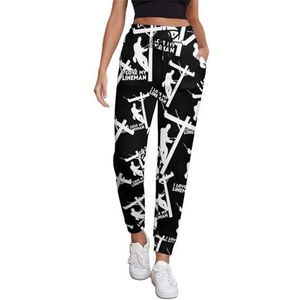 I Love My Lineman Joggingbroek voor Vrouwen Hoge Taille Joggers Casual Lounge Broek Met Zakken Voor Workout Running