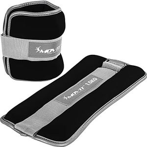 MOVIT® 2-pack gewichtsmanchetten neopreen met reflectormateriaal loopgewichten voor polsen en enkels 2x 1,5 kg zwart