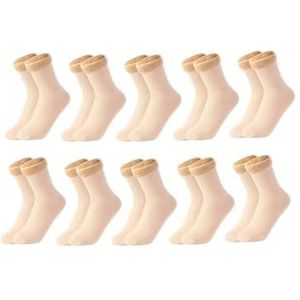 YIJIANUO 1/2/3/5/10Pairs Thermische Sokken Vrouwen Winter Warm Thicken Fleece Korte Sokken Kasjmier Wol Sokken Sneeuw Fluwelen Laarzen Thuis Vloer Slijtage, 10 paar beige, Eén maat
