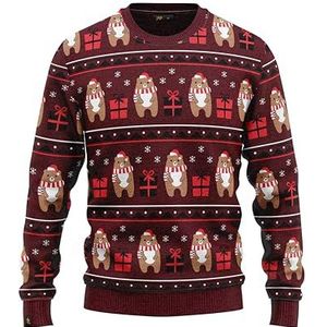 JAP Christmas - Foute Kersttrui - Kersttrui voor Mannen, Vrouwen en Kinderen - Beertjes en cadeau's - Rood - L