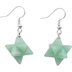 Meisje Dames Oorhangers Merkabah Ster Steen Natuurlijke Amethisten Lapis Lazuli Opaal Vrouwelijke Haak Dangle Oorbellen, groene Aventurijn