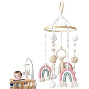 Rainbow Mobiel Voor Plafond | Babybedje mobiel voor meisjes prinses | Wieg mobiele vilten ballen, wieg kwekerij mobiele ster bal regenboog voor baby jongens en meisjes, Boho kwekerij decor Abbto