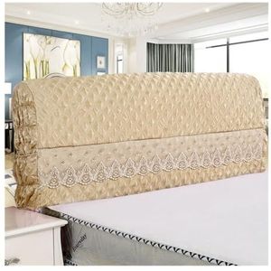 MOVDARL All-inclusive hoofdbedekking voor bed, gewatteerd, fluwelen hoofdsteun, stofbestendig, kant, prinsessendekbedovertrek (kaki, 1,9 meter)