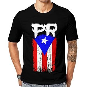 Puerto Rico PR vlag heren korte mouw grafisch T-shirt ronde hals print casual T-shirt tops 2XL