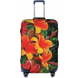 BTCOWZRV Hawaii Bloemen Print Bagage Cover Stofdicht Koffer Cover Elastische Reizen Bagage Protector Koffer Protector Bagage Mouwen Fit 45-32 Inch Bagage, Zwart, M
