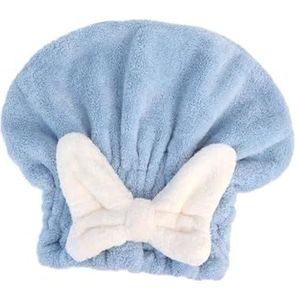 QAUUCP Coral Velvet haardrogende handdoeken, super absorberende tulband, haarhanddoekdop, sneldrogende hoofdwikkel met strik-knoop douchemuts voor nat haar, haardroogkap (blauw, 2 stuks)