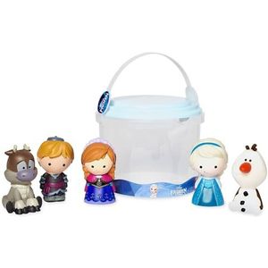 Disney Store Badspeelgoed, officiële set De ijskoningin, 5-delig, bevat Anna, Elsa, Olaf, Sven en Kristoff, met opbergemmer, geschikt vanaf 6 maanden