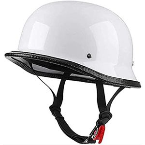 Volwassen Retro Motorfiets Open Gezicht Halve Helm, DOT Gecertificeerd Mannen en Vrouwen Mode Skull Cap Modellering Helm voor Scooter Street Cruiser Bromfiets Duitse Stijl Jet Half Helm Decoration