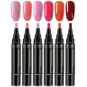 Nail Polish Pens Quick Dry, Gel Nail Polish Pen 3 in 1, Quick Drying Gel Nails Pen Polish Set, 6 Colors Per Set (#5)