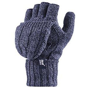 Heat Holders - Thermo-handschoenen voor dames, vingerloos, vlechtpatroon, 2,3 TOG, eenheidsmaat, blauw, Eén maat