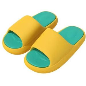 MdybF Slippers 4,0 cm dikke bodem schattige zachte sandalen badkamer slippers thuis badkamer slippers effen kleur badkamer wolk slippers antislip, Geel Groen 4 0, 42-43