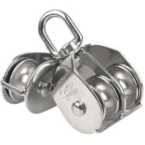 Roestvrijstalen stille katrolblok, Roestvrijstalen enkel- en dubbelwiel hijskabelkatrol met boring van 15-100 mm, verpakking van 2(Double pulley 100mm)