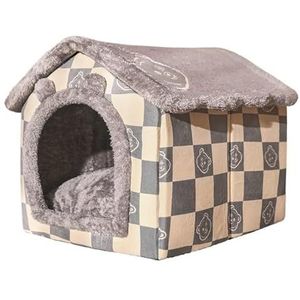 Kattenbed kan worden opgevouwen, slapen in hondenhok, verplaatsbaar gesloten hondenhok, verplaatsbaar, warm en comfortabel bankhuis, dierbenodigdheden (Color : A, Size : S-3.5 kg pet)