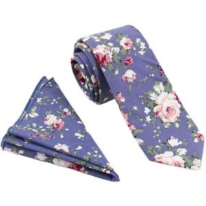 BKSYOFU Kleine stropdas Casual katoenen bloemenprint smal 6 cm Casual stropdas Zak Handdoekpak Heren smal(Pink)