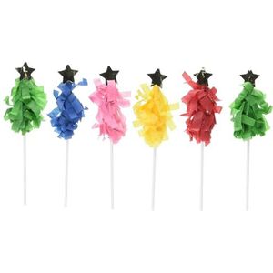 Levendige kerstboom-vormige verschillende kleuren papier taarttoppers (Pack van 6) | Ideaal feestdecor voor onvergetelijke feestdagen