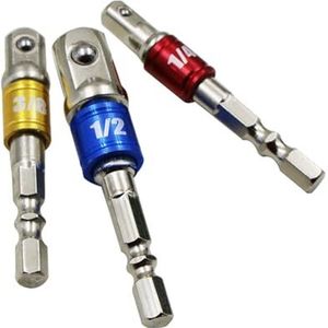 1/4 ""3/8"" 1/2 ""Ratelsleutel Chroom Vanadium Staal Socket Adapter Hex Schacht Om Extension Boren bar Hex Bit Set Power Tools(Silvery)