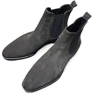 Men's Chelsea Boots Height Increasing Suede Dress Boots Casual Leather Chukka Ankle Boots Slip On Boots (Color : Gray, Size : EU 47)
