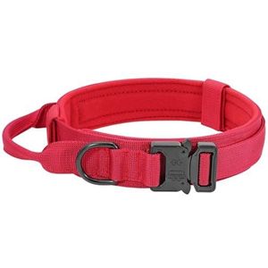 Hondenlijn Trekkoord Hondenkraag nylon huisdier kraag met handvat for middelgrote grote honden herder training accessoires (Color : Red, Size : M-1)