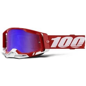 100% Racecraft 2 Goggles - Mountainbike & Motocross Goggles - Brillen voor motorcross & mountainbiken - rood, spiegel rood/blauwe lens