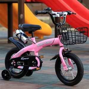 Kinderfiets Jongens Meisjes Koolstofstaallegering In hoogte verstelbaar, Kinderfietsen met stabilisatoren Extra wiel, Kinderfietsen met spatborden Dubbele handremmen Bel, meerdere kleuren 18in pink