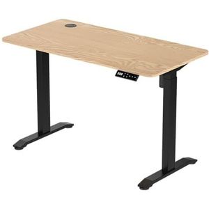 STABUREAUS Zit Sta Bureau Elektrisch Verstelbaar Met 4 geheugenstanden | Bureaublad 160 x 70 cm | Zwart - Licht Eiken | Hoogte 65-130 cm