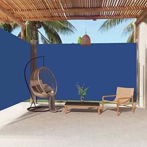 Gecheer Zijluifel, intrekbaar, uittrekbaar, met 2 panelen, blauw, 220 x 600 cm, zonnezeil voor buiten, zonnezeil voor terras, inkijkbescherming voor buiten, zonnezeil voor balkon, terras