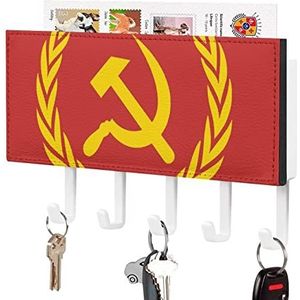 Sovjet-Unie CCCP USSR Embleem Rode Sleutelhouder voor Muur met 5 Haken Brief Kapstok Home Decor Keuken Slaapkamer Kantoor