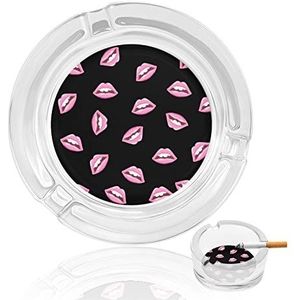 Roze Lippen Glazen Asbak Indoor Outdoor Wasbare Eenvoudige Ronde Ash Trays Gift voor Mannen