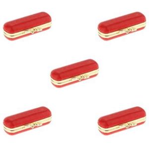 PU lederen lippenstift lipgloss case opslag make-up houder doos draagbaar rood, 5 Set (Rood), as described, als beschrijving