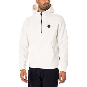 Napapijri Heren Badge 1/4 rits hoodie, Wit, L